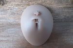 Rose Gold Plated Minimalist Floating Crystal Flower Gems Belly Ring 14g VCH Internally Threaded Piercing