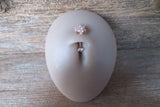 Rose Gold Plated Minimalist Floating Crystal Flower Gems Belly Ring 14g VCH Internally Threaded Piercing