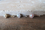 14K Gold Plated Floating Minimalist Custom Lengths Opal Crystal Flower Gems Belly Ring 14g VCH Internally Threaded Piercing