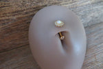 14K Gold Plated Floating Minimalist Custom Lengths Opal Crystal Flower Gems Belly Ring 14g VCH Internally Threaded Piercing