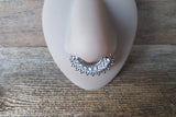Aurora Borealis Clear Gems Bold Large Fan Crystal Gems Faux Fake Septum Non Piercing