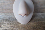 Silver IP Petite Crystal Gems Faux Fake Septum Non Piercing