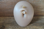Rose Gold Ion Plated Round Zirconia Belly Ring 14g (1.6mm) Piercing
