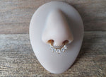 Rose Gold IP Five Crystal Gems Faux Fake Septum Non Piercing