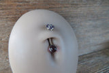 Amethyst Floating Minimalist Petite Custom Lengths Crystal Flower Gems Belly Ring 14g VCH Internally Threaded Piercing