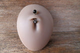 Black Obsidian Floating Minimalist Petite Custom Lengths Crystal Flower Gems Belly Ring 14g VCH Internally Threaded Piercing