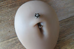 Floating Black Minimalist Petite Crystal Flower Gems Belly Ring 14g VCH Internally Threaded Piercing