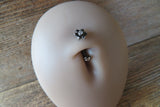 Floating Black Minimalist Petite Crystal Flower Gems Belly Ring 14g VCH Internally Threaded Piercing