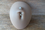 Floating Silver IP White Opal Minimalist Custom Lengths Opal Crystal Flower Gems Belly Ring 14g VCH Internally Threaded Piercing