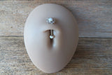 Floating Silver IP White Opal Minimalist Custom Lengths Opal Crystal Flower Gems Belly Ring 14g VCH Internally Threaded Piercing