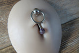 Vertical Hood Piercing Amethyst 14G 12G 10G Slave Ring VCH Curved Barbell Jewelry 14G (1.6mm) 12G (2.0mm) 10G (2.5mm) VCH Belly Ring