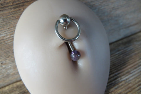 Vertical Hood Piercing Amethyst 14G 12G 10G Slave Ring VCH Curved Barbell Jewelry 14G (1.6mm) 12G (2.0mm) 10G (2.5mm) VCH Belly Ring