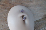 Amethyst Floating Minimalist Petite Custom Lengths Crystal Flower Gems Belly Ring 14g VCH Internally Threaded Piercing