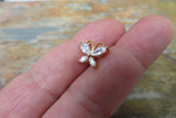 Gold Butterfly Clear Crystal Gem Cartilage Tragus Barbell 16G (1.2mm) Piercing