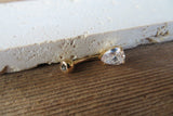 Gold Ion Plated Pear Teardrop Zirconia Belly Ring 14g (1.6mm) Piercing