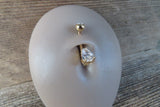 Silver Pear Teardrop Zirconia Belly Ring 14g (1.6mm) Piercing