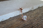 Silver Heart Zirconia Belly Ring 14g (1.6mm) Piercing