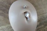 Silver Heart Zirconia Belly Ring 14g (1.6mm) Piercing