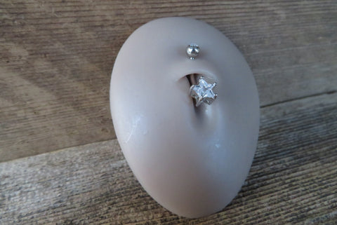 Silver Star Zirconia Belly Ring 14g (1.6mm) Piercing