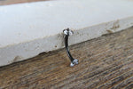 Black IP Minimalist Crystal Gems Belly Ring 14g Internally Threaded Piercing