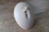 Gold Plated Minimalist Floating Crystal Flower Gems Belly Ring 14g VCH Internally Threaded Piercing