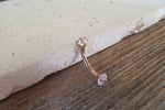 Gold IP Minimalist Crystal Gems Belly Ring 14g Internally Threaded Piercing