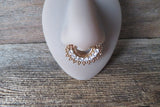 Aurora Borealis Clear Gems Bold Large Fan Crystal Gems Faux Fake Septum Non Piercing