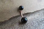 Rose Gold Black Obsidian Natural Stone Belly Ring 14G (1.6mm) VCH Piercing 8mm 10mm 11mm 12mm Lengths